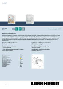 Product informatie LIEBHERR koelkast inbouw IRSe 3900 22