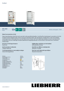 Product informatie LIEBHERR koelkast inbouw IRSe 4100 22