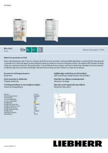 Product informatie LIEBHERR koelkast inbouw IRSe 4101 22