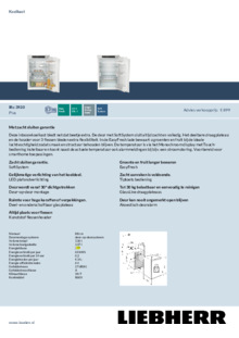 Product informatie LIEBHERR koelkast inbouw IRc 3920 62