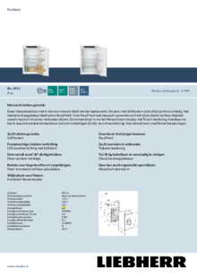 Product informatie LIEBHERR koelkast inbouw IRc 3921 22