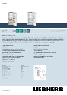 Product informatie LIEBHERR koelkast inbouw IRc 4121 22