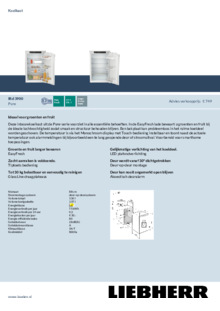 Product informatie LIEBHERR koelkast inbouw IRd 3900 22