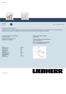 Product informatie LIEBHERR koelkast inbouw UK 1524 25