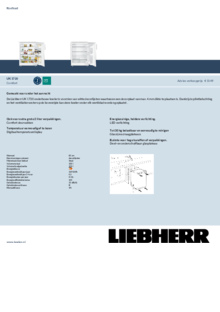 Product informatie LIEBHERR koelkast inbouw UK 1720 25