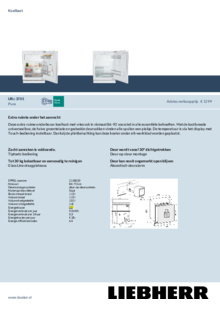 Product informatie LIEBHERR koelkast inbouw URc 3701 20