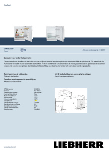 Product informatie LIEBHERR koelkast onderbouw DURd 3600 20