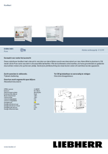 Product informatie LIEBHERR koelkast onderbouw DURd 3601 20