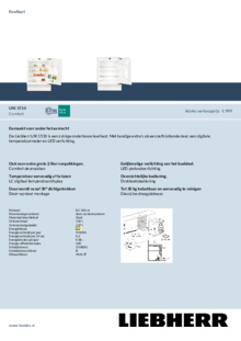 Product informatie LIEBHERR koelkast onderbouw UIK 1510 26