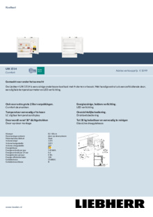 Product informatie LIEBHERR koelkast onderbouw UIK 1514 26