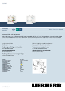Product informatie LIEBHERR koelkast onderbouw UIKP 1550 26