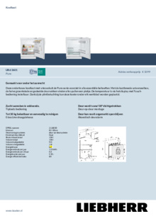Product informatie LIEBHERR koelkast onderbouw URd 3601 20