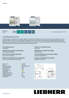 Product informatie LIEBHERR koelkast onderbouw URd 365i 20