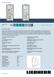 Product informatie LIEBHERR koelkast rvs look CNsda 5723 22