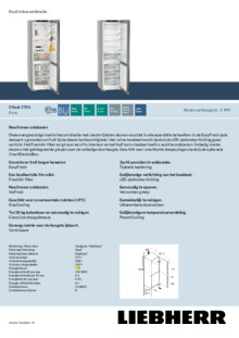 Product informatie LIEBHERR koelkast rvs look CNsdc 5703 22