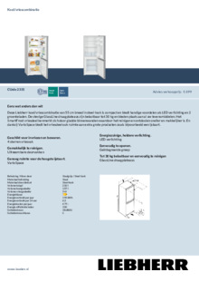 Product informatie LIEBHERR koelkast rvs look CUele 2331 26