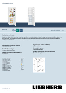 Product informatie LIEBHERR koelkast wit CUe 3331 26