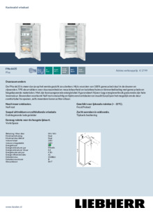 Product informatie LIEBHERR vrieskast FNA 6635 20