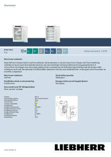 Product informatie LIEBHERR vrieskast inbouw IFNd 3924 22