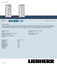Product informatie LIEBHERR vrieskist CFe 2500 20