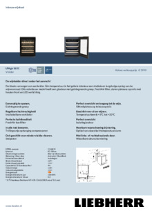 Product informatie LIEBHERR wijnkoelkast onderbouw zwart glas UWgb 3631 20