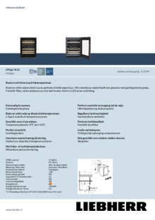 Product informatie LIEBHERR wijnkoelkast onderbouw zwart glas UWgb 3632 20