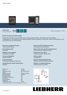 Product informatie LIEBHERR wijnkoelkast onderbouw zwart glas UWgbi 3682 20