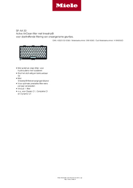Product informatie MIELE accessoire kit voor stofzuiger inbouw SF AA 30