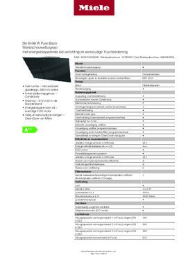 Product informatie MIELE afzuigkap wand DA6498W PURE BLACK