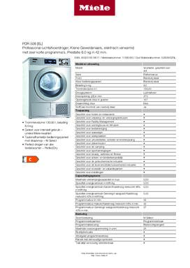 Product informatie MIELE droger warmtepomp PDR508EL NL SST