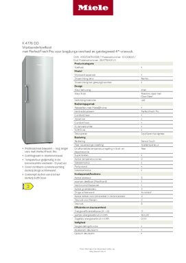 Product informatie MIELE koelkast K 4776 DD EDT CS