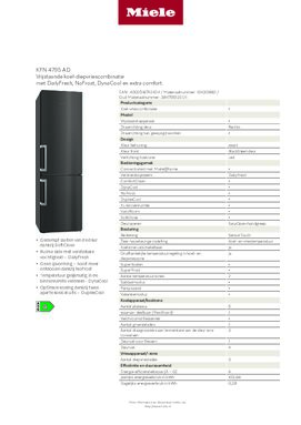 Product informatie MIELE koelkast KFN 4795 AD BST
