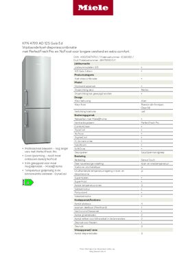 Product informatie MIELE koelkast KFN 4799 AD EDT CS 125 GALA ED