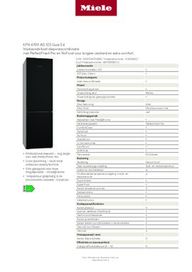 Product informatie MIELE koelkast KFN 4799 AD OBSW MATT 125 GALA