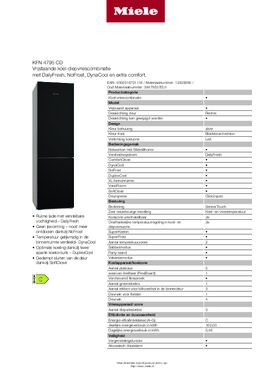 Product informatie MIELE koelkast KFN4795CD BB 