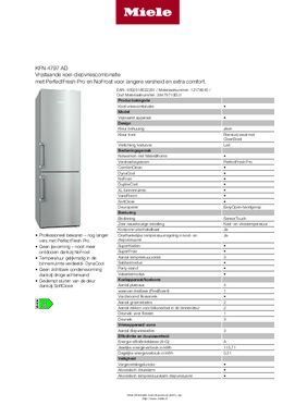 Product informatie MIELE koelkast KFN4797AD EDT CS