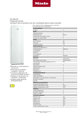 Product informatie MIELE koelkast KS 4383 DD WS