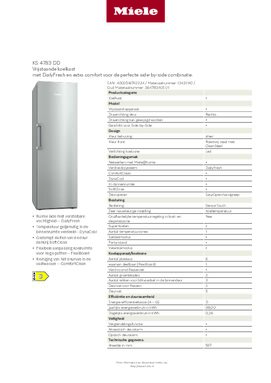 Product informatie MIELE koelkast KS 4783 DD EDT CS
