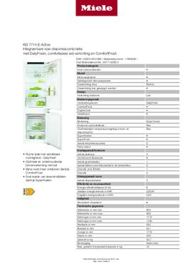 Product informatie MIELE koelkast inbouw KD7714E