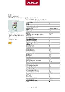 Product informatie MIELE koelkast onderbouw K31252UI 1