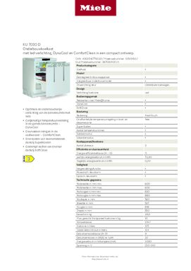 Product informatie MIELE koelkast onderbouw KU7030D