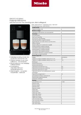 Product informatie MIELE koffiemachine CM5510 OBS MAT ZWART
