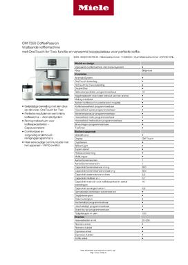 Product informatie MIELE koffiemachine CM7350 BRILJANTWIT