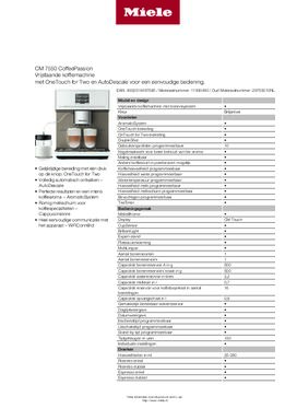 Product informatie MIELE koffiemachine CM7550 BRILJANTWIT