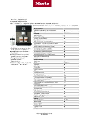 Product informatie MIELE koffiemachine CM7550 OBSIDIAANZWART
