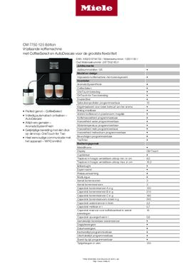 Product informatie MIELE koffiemachine CM7750 OBS MAT ZWART