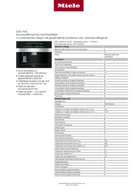 Product informatie MIELE koffiemachine inbouw CVA7445
