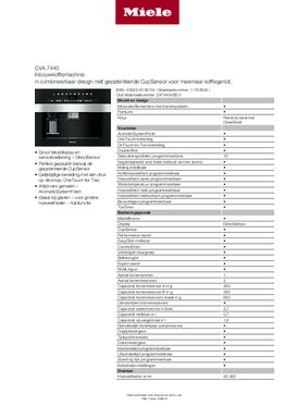 Product informatie MIELE koffiemachine inbouw zwart CVA7440