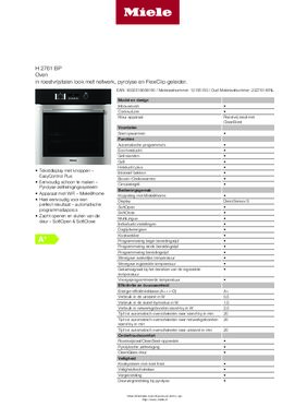 Product informatie MIELE oven inbouw H2761BP CLEANSTEEL