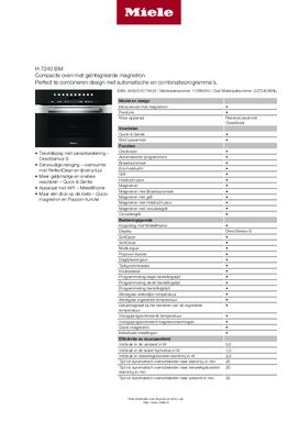 Product informatie MIELE oven inbouw H7240BM